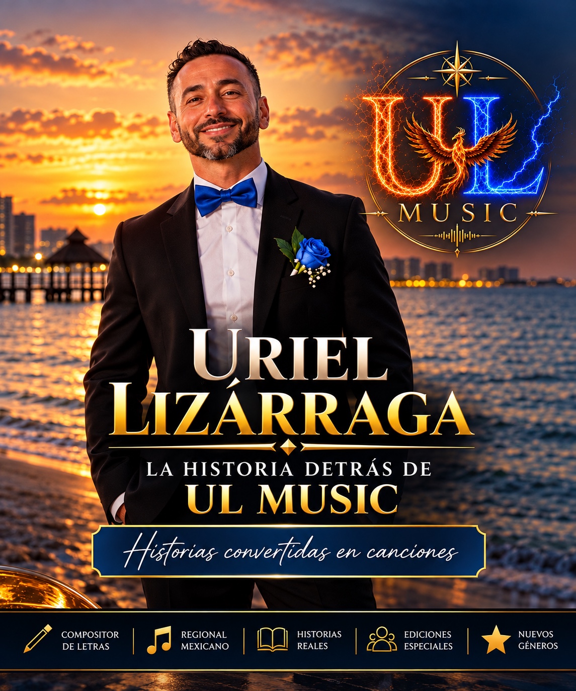Presentación artística de Uriel Lizárraga y emblema UL Music